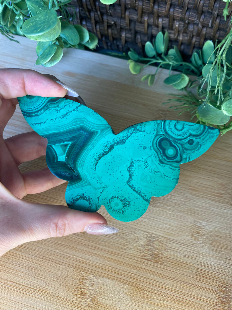 Sculpture de papillon en malachite