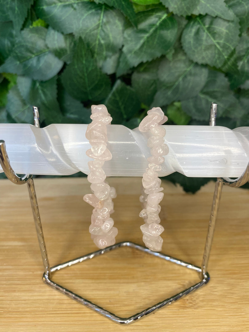 Bracelets à copeaux de quartz rose