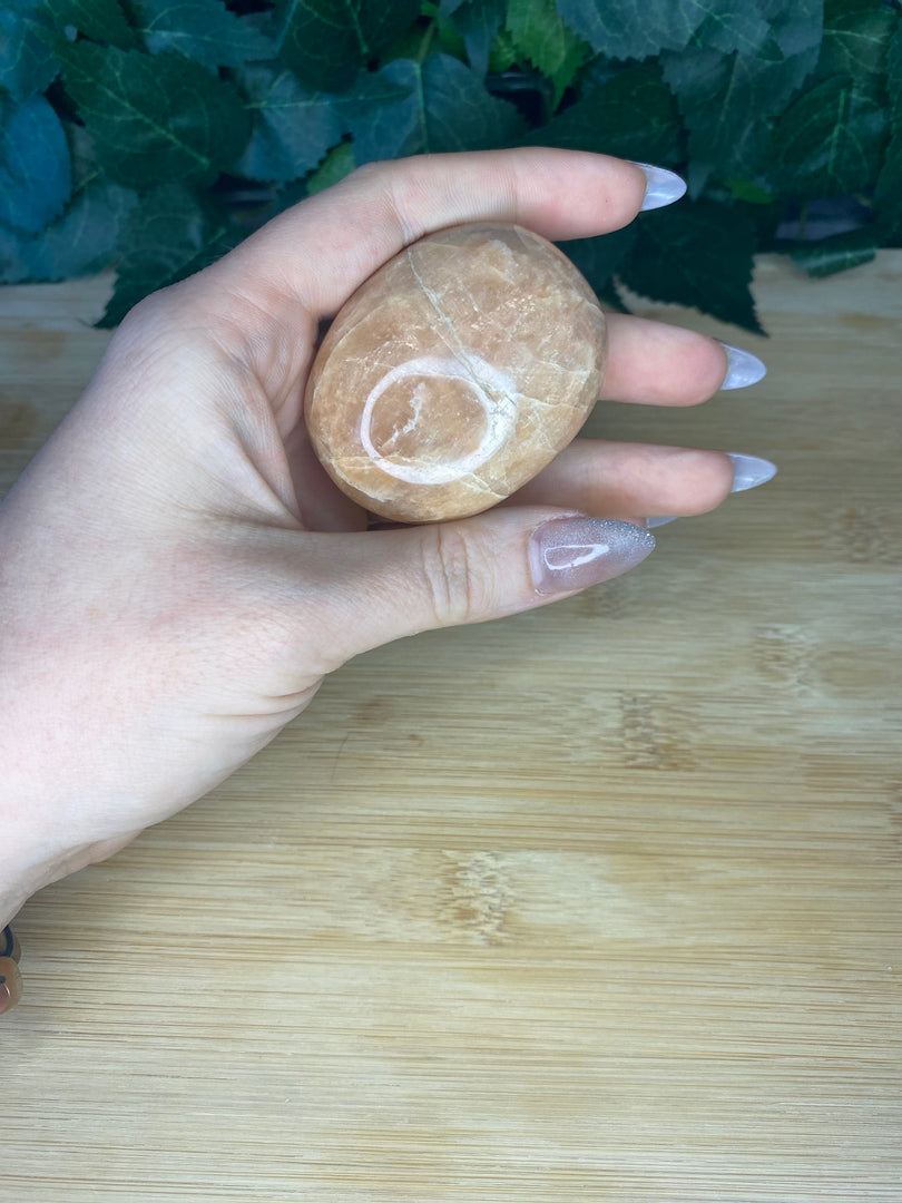 Peach Moonstone Palm Stone