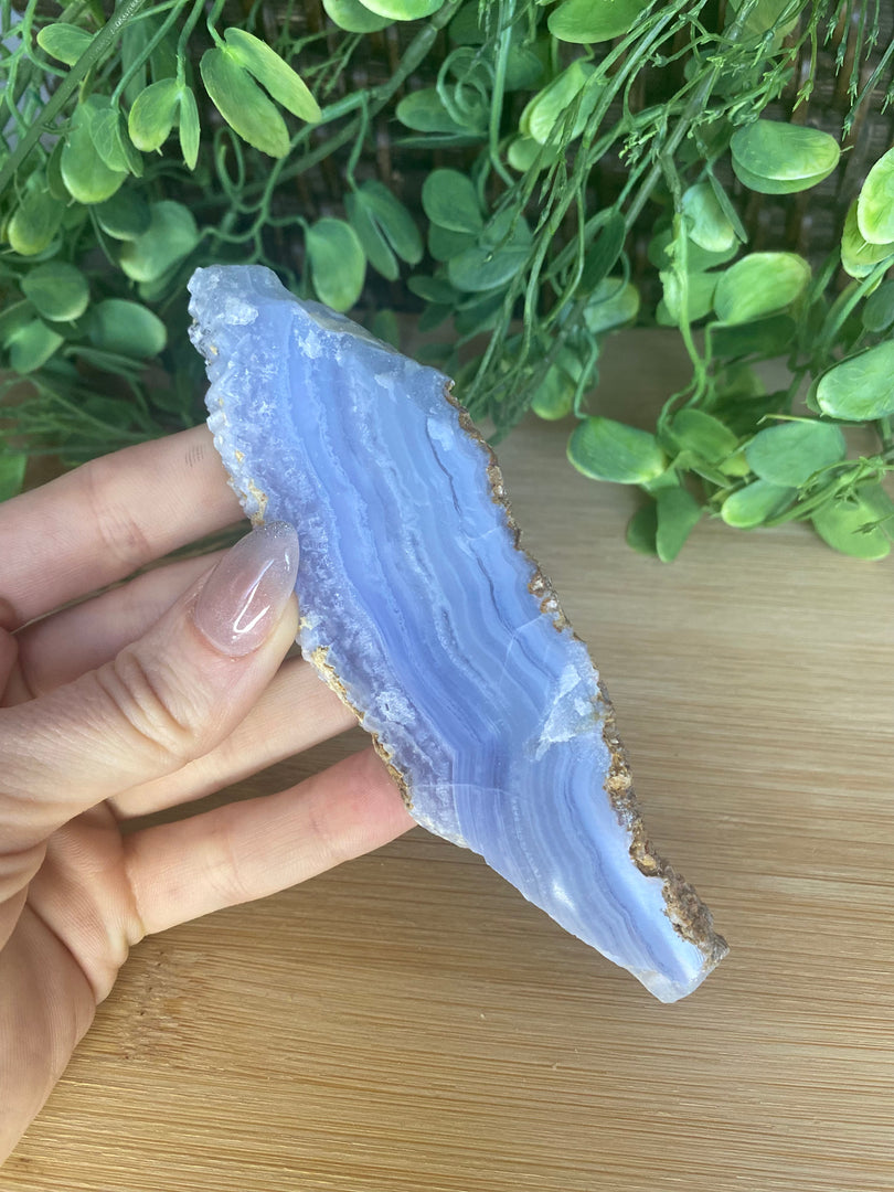 Dalle de tranche d’agate en dentelle bleue