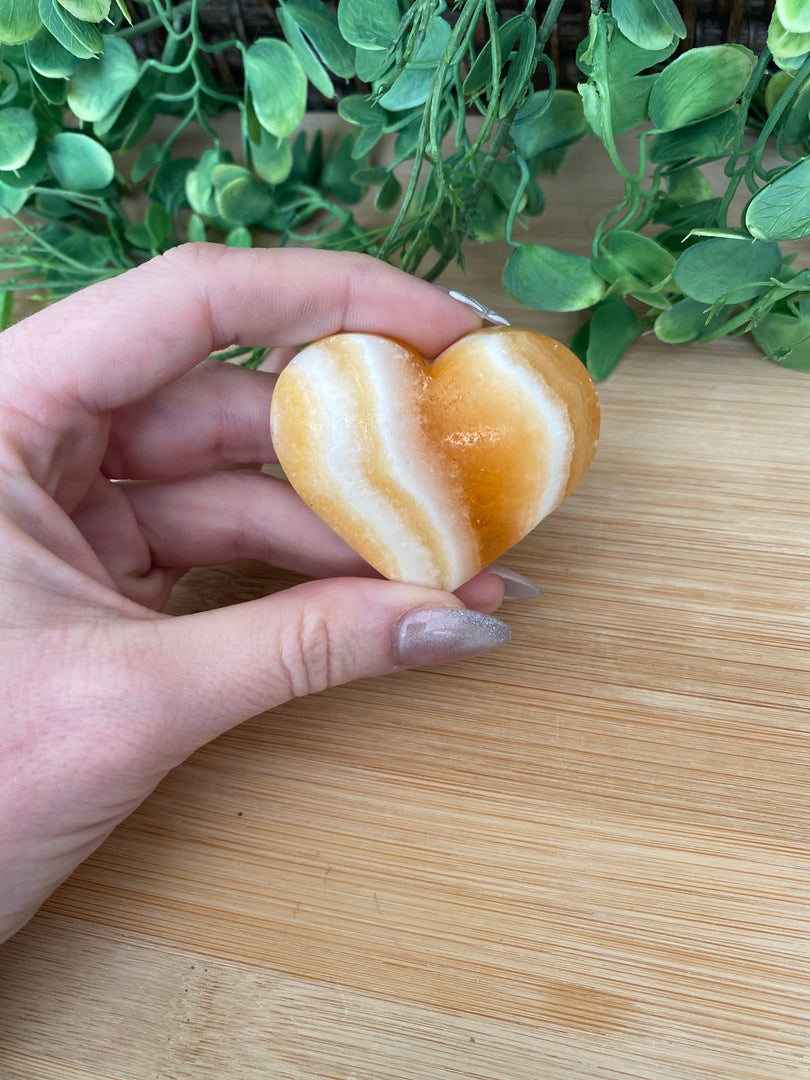 Honey Calcite Heart