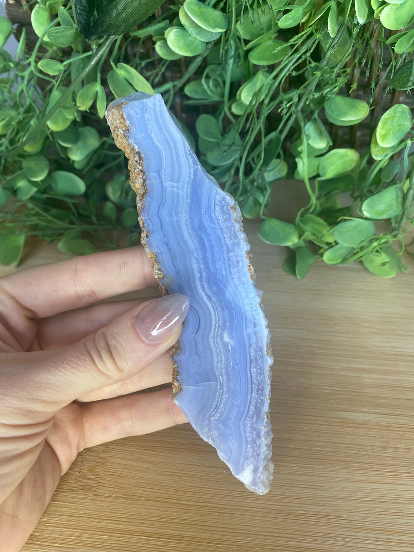 Dalle de tranche d’agate en dentelle bleue