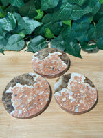 Load image into Gallery viewer, * Chocolate Calcite &amp; Pink Agate 3 Set Coasters
